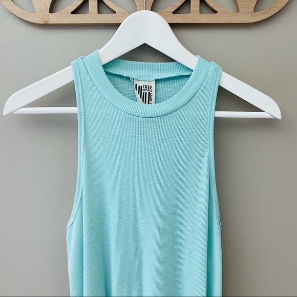 Free People Ribbed Tank Top Teal Sz Small - Picture 2 of 10